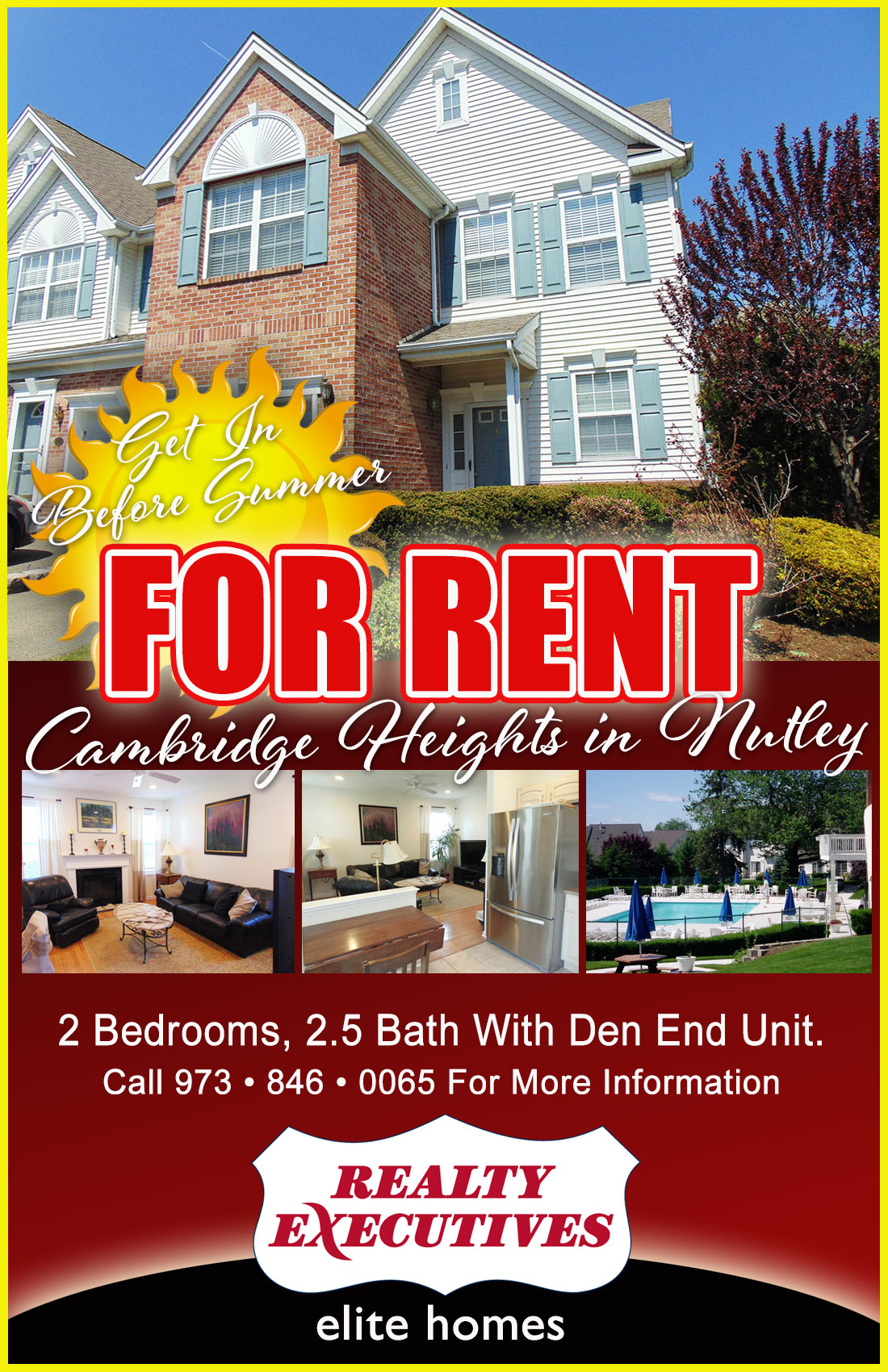 Official Listing" 100 Cambridge Drive in Nutley For Rent