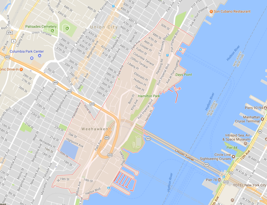 Map of Weehawken