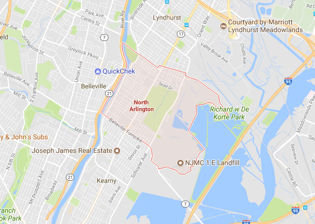 Map of North Arlington NJ