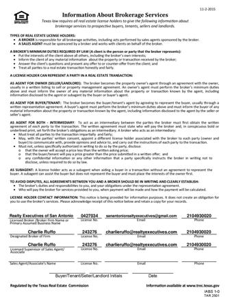 Information About Brokerage Services