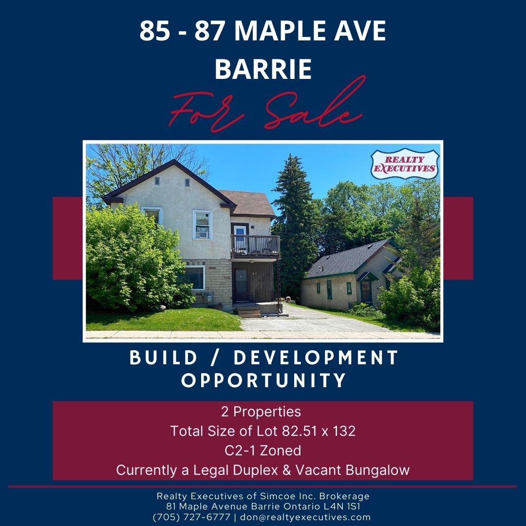 85 & 87 Maple Avenue Barrie, For Sale