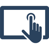 pointing finger on tablet icon
