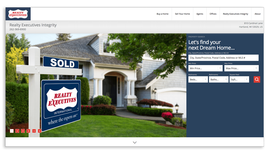 Realty Executives Integrity website homepage